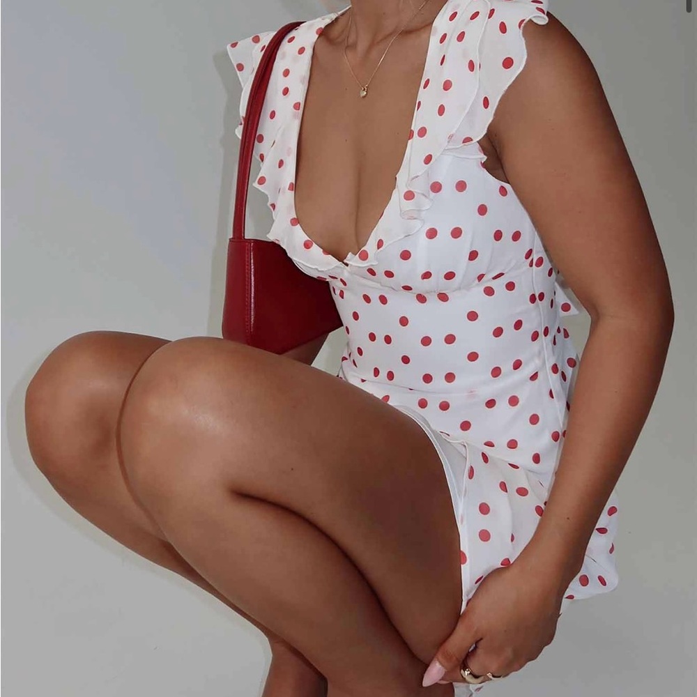 White Dress with Red Polka Dots